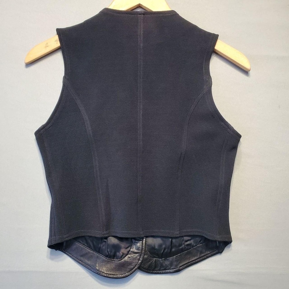 VTG Cache Leather Corset Vest Womens Medium Black Gold Hardware 90s Y2K Glam - Picture 2 of 10